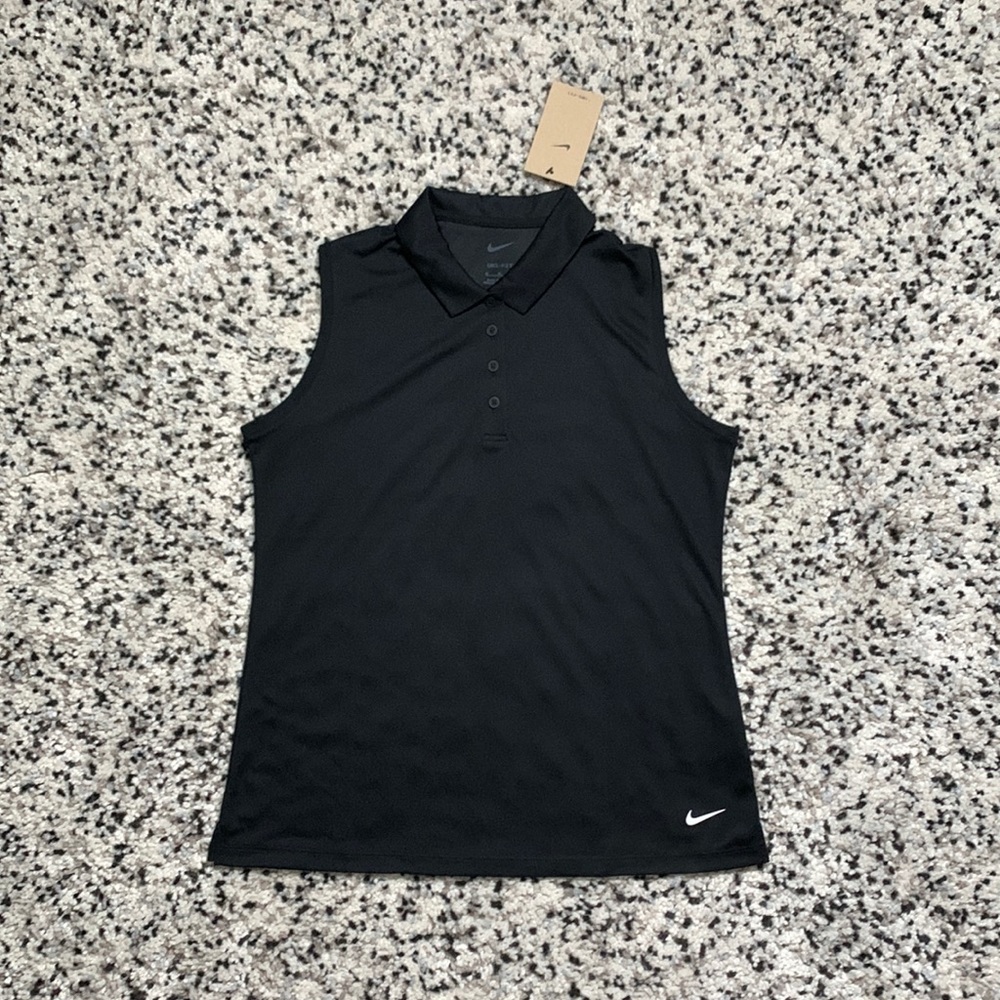 Nike DriFIT Black Sleeveless Polo Golf Top Size M